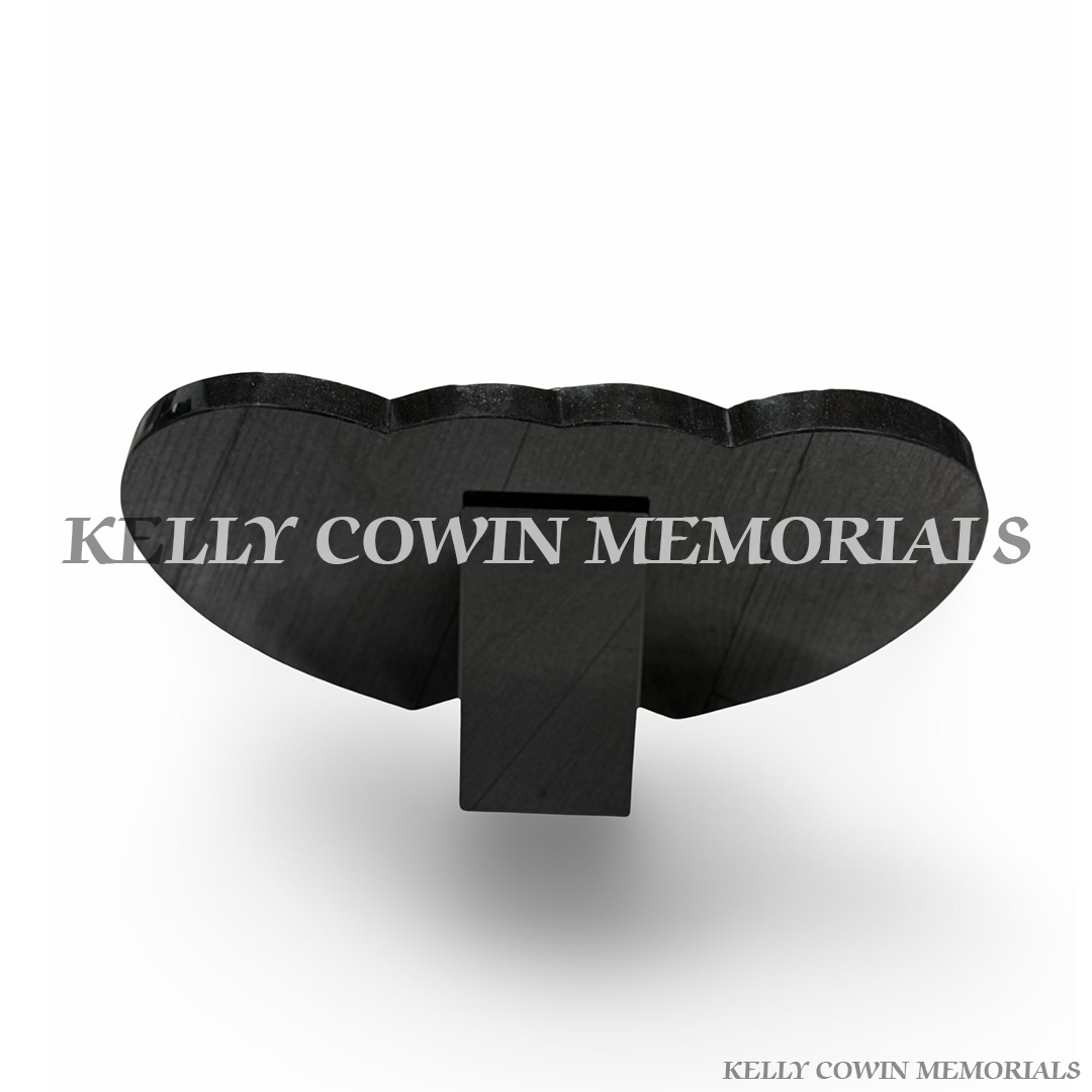 Black Granite Double Heart Memorial Plaque | Kelly Cowin Memorials Ireland
