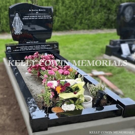 Black Granite C1 Headstone & Kerbing | Whitestown Cemetery - Kelly Cowin Memorials