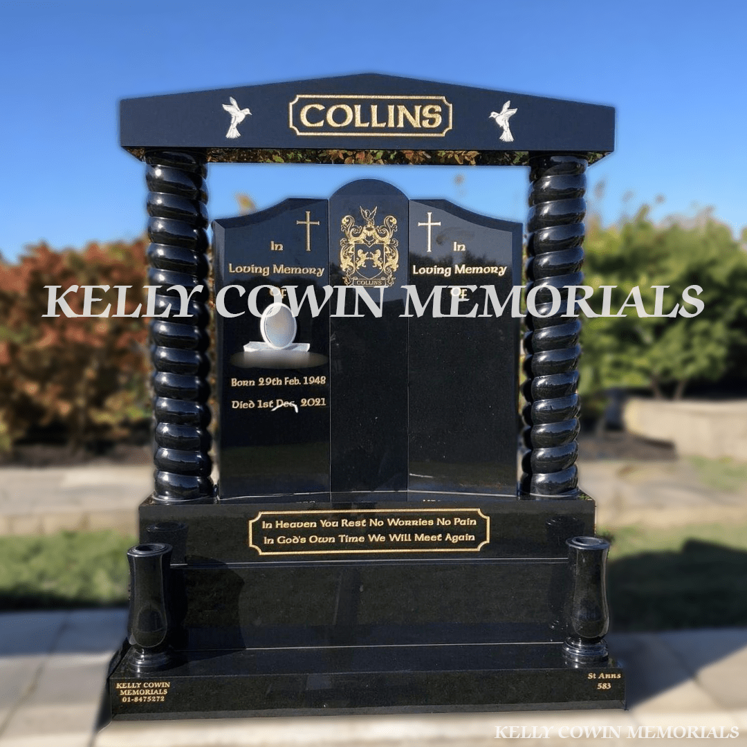 Black Granite "Gates To Heaven" Headstone | Balgriffin Cemetery - Kelly Cowin Memorials