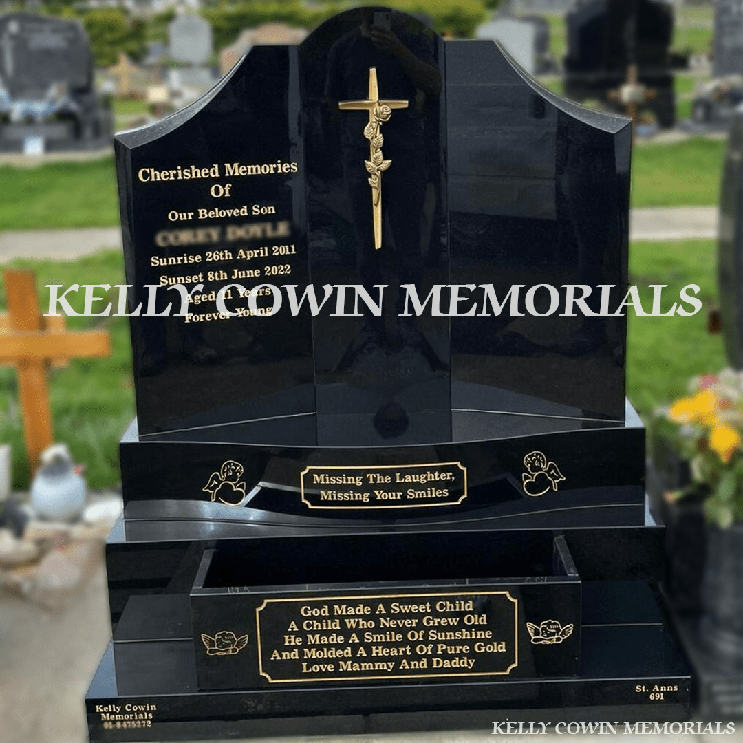 Black Granite "Gates To Heaven" Headstone | Balgriffin Cemetery - Kelly Cowin Memorials