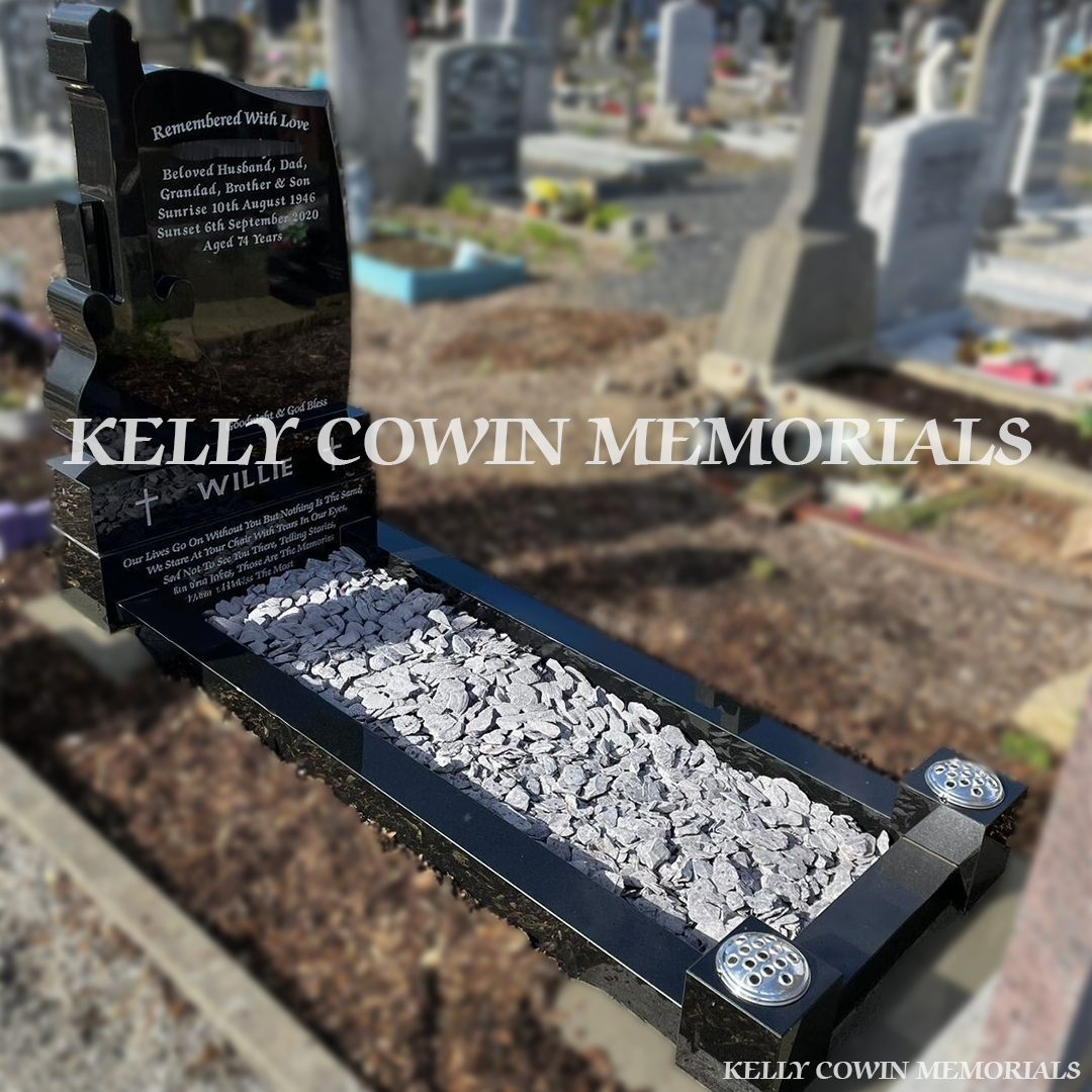 Black Granite Guitar Headstone & Kerbing | Glasnevin Cemetery