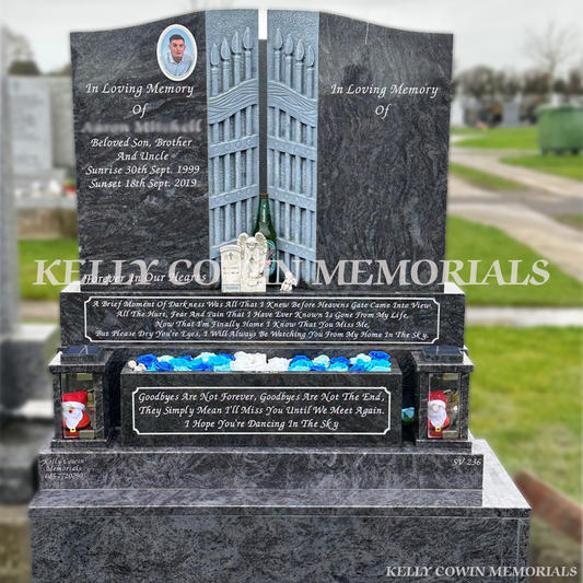 Blue Lagoon Granite Antique "Gates To Heaven" Headstone | Balgriffin Cemetery