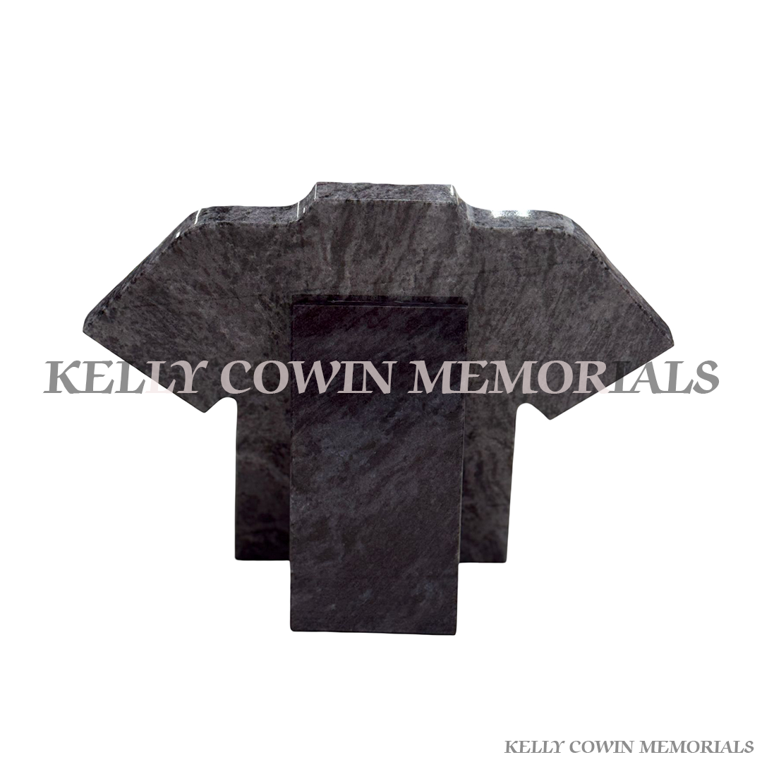 Back View Blue Lagoon granite jersey plaque memorial with engraved sports tribute for graves in Dublin and nationwide Ireland