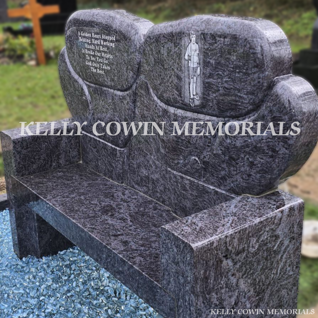 Blue Lagoon Custom Traveller Headstone – Limerick - Kelly Cowin Memorials