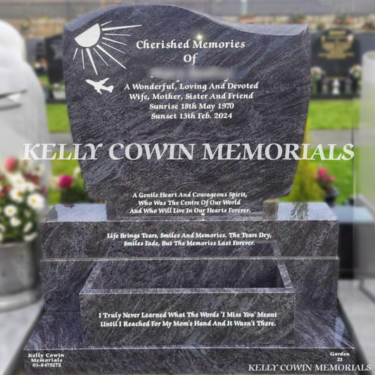 Blue Lagoon Granite C1 Headstone | Deansgrange Cemetery