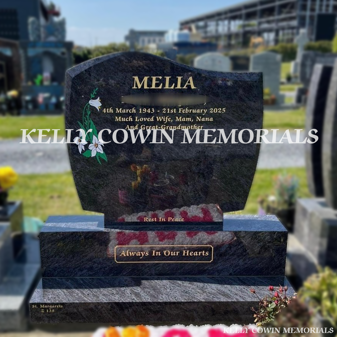 Blue Lagoon Granite C1 Headstone | Dardistown Cemetery - Kelly Cowin Memorials