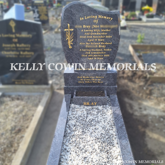 Blue Lagoon C1 Shaped Headstone | Mount Jerome Cemetery