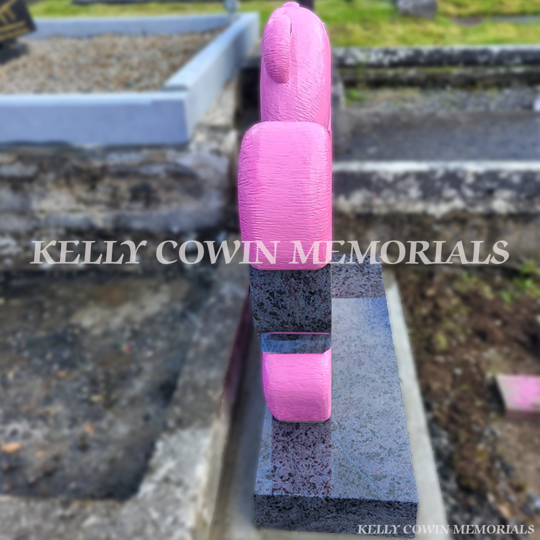 Blue Lagoon Granite Teddy Bear Headstone | Kilmihil Cemetery, Co. Clare