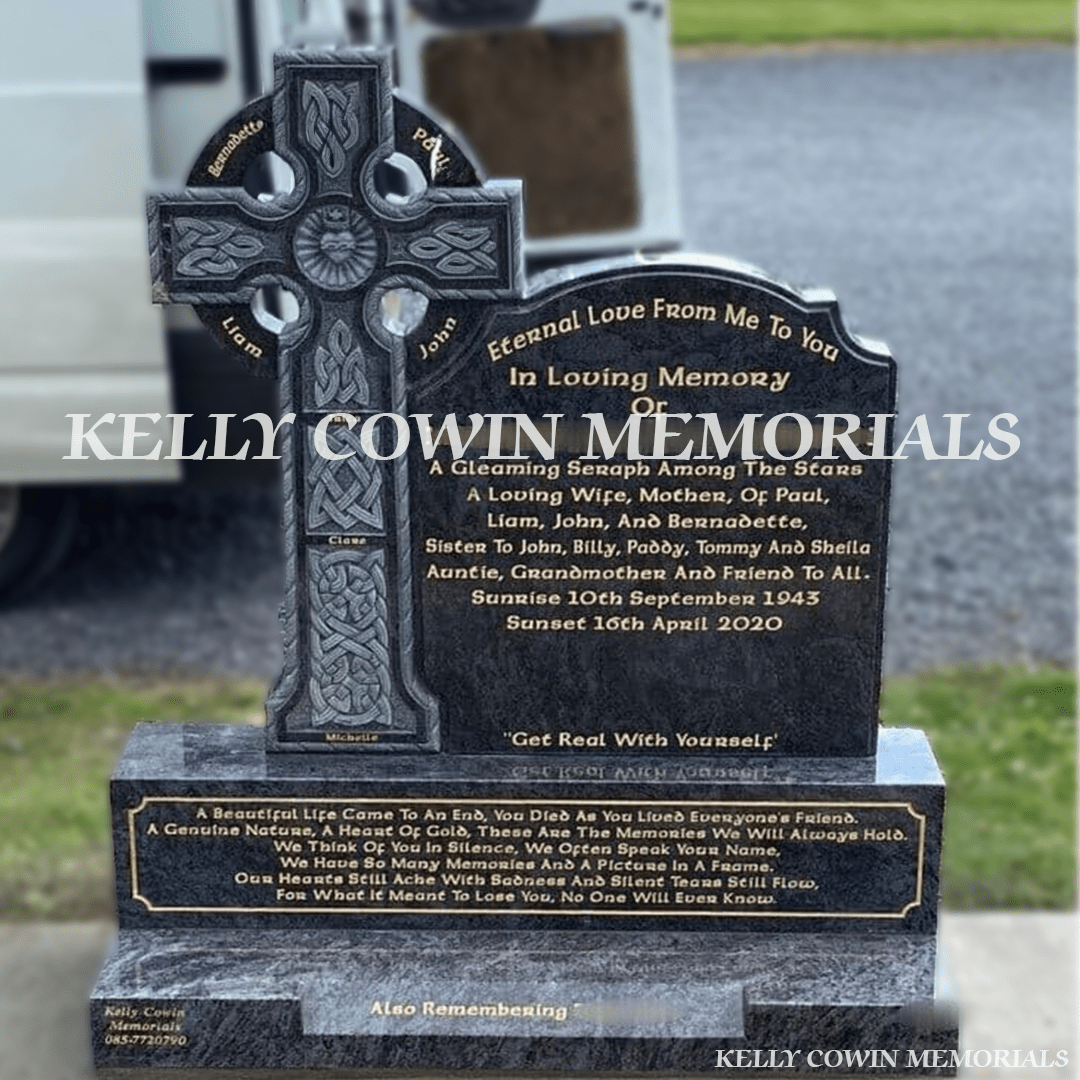 Blue Lagoon Granite Custom Headstone | Bohernabreena Cemetery - Kelly Cowin Memorials