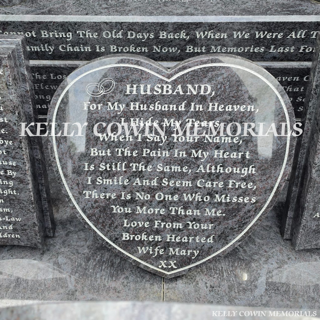 Close-up of large blue lagoon heart on Blue Lagoon headstone