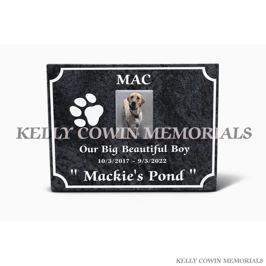 Small rectangular dog granite memorial plaque engraved in Ireland