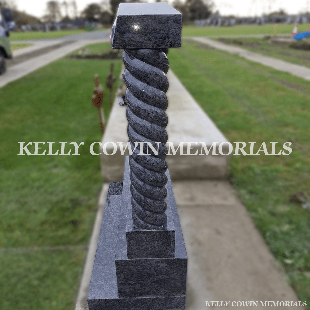 Blue Lagoon “Gates to Heaven” Headstone with Bronze Our Lady – Balgriffin Cemetery - Kelly Cowin Memorials