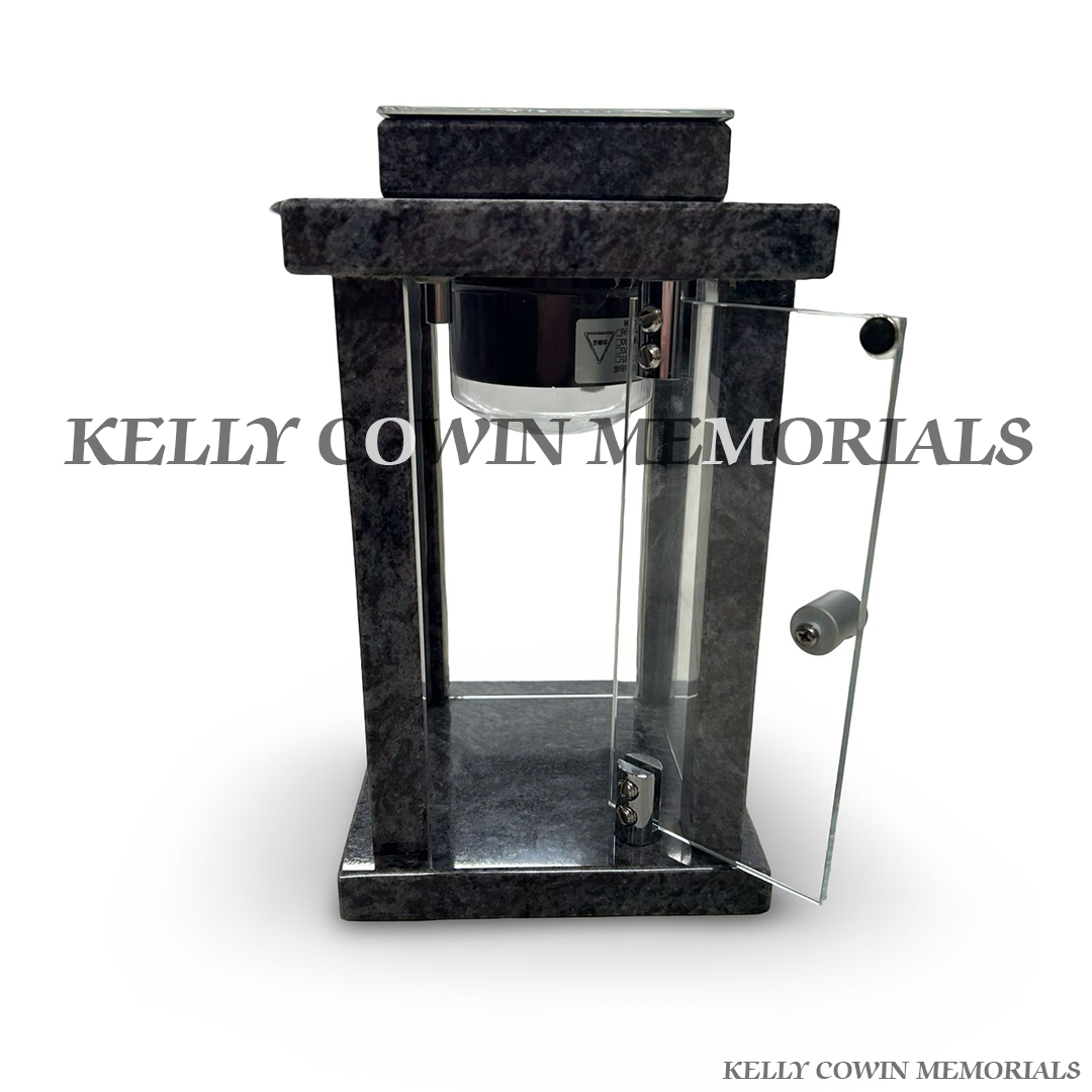 Front view of Blue Lagoon granite square solar lantern