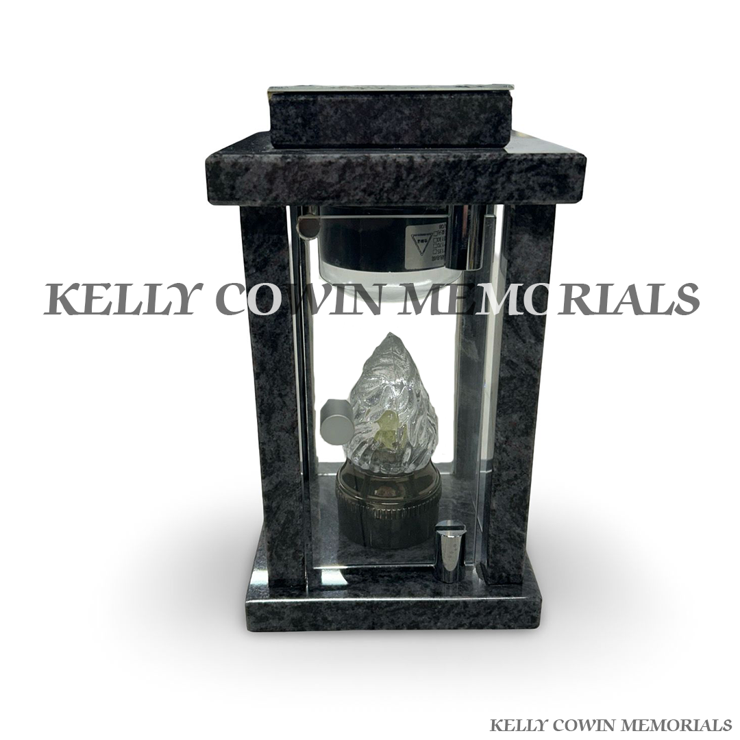 Front view of Blue Lagoon granite square solar lantern