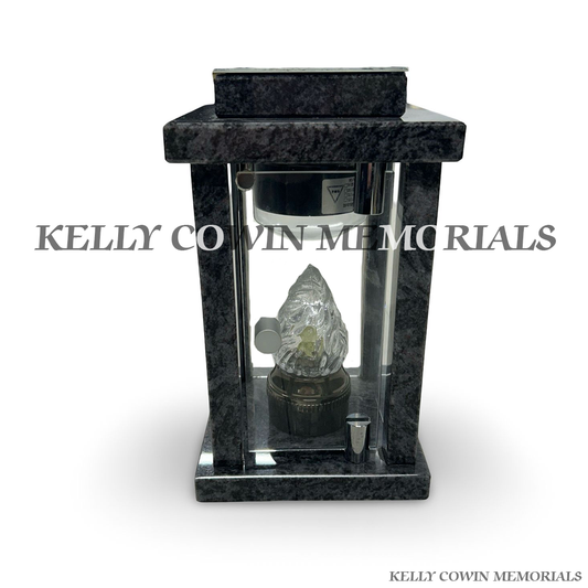 Front view of Blue Lagoon granite square solar lantern