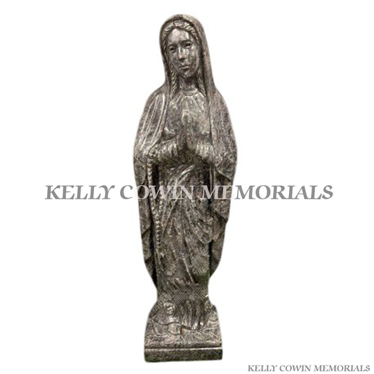 Blue Lagoon granite Virgin Mary memorial statue for graves and headstones by Kelly Cowin Memorials Dublin Ireland with nationwide memorial services