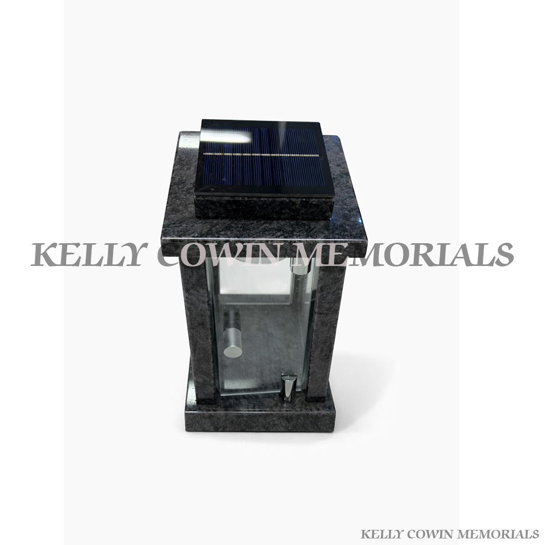 Blue Lagoon granite solar memorial lantern graveside light accessory supplied in Dublin and nationwide Ireland