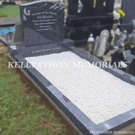 Blue Lagoon OG Headstone With Full Kerbing — Bohernabreena Cemetery - Kelly Cowin Memorials