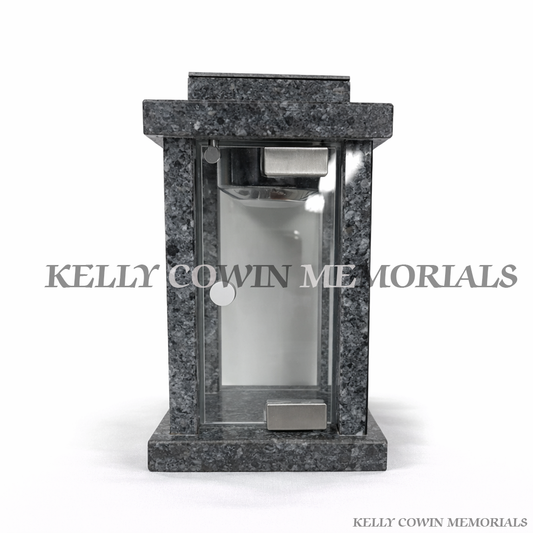 Blue Lagoon granite solar memorial lantern grave tribute light Ireland