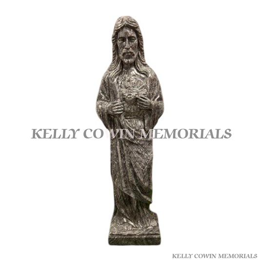 Blue Lagoon Granite Sacred Heart Jesus Statue  | Kelly Cowin Memorials Ireland