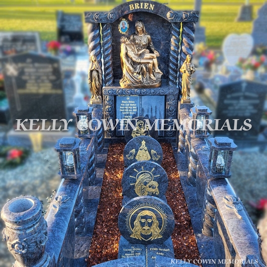 Blue Lagoon Traveller-Style Headstone with Twisted Pillars | Wexford
