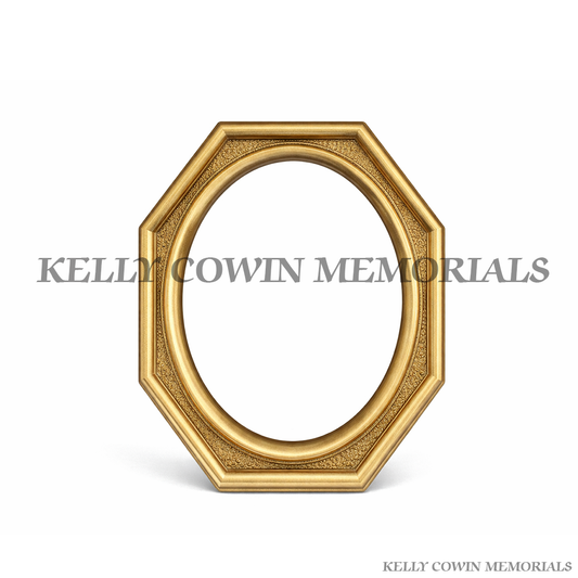 Bronze memorial photo frame for ceramic photo grave plaque by Kelly Cowin Memorials Ireland