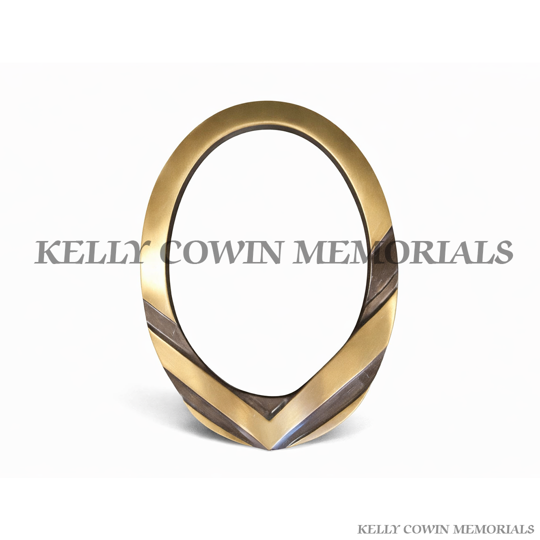 Bronze memorial photo frame for ceramic photo grave plaque by Kelly Cowin Memorials Ireland