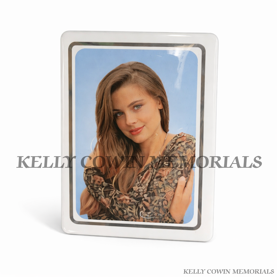 Rectangular ceramic memorial photo plaque for headstones and graves, available locally and nationwide in Ireland