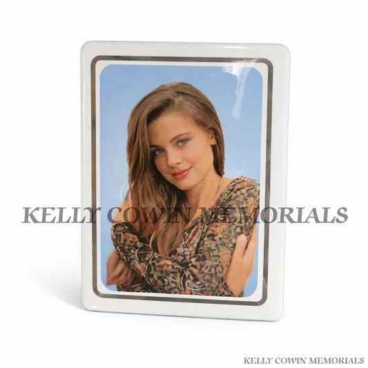 Rectangular ceramic memorial photo plaque for headstones and graves, available locally and nationwide in Ireland