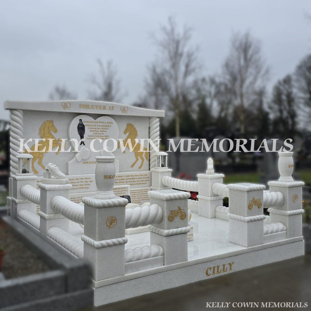 Crystal White Marble Custom Children’s Headstone | Mulhuddart Cemetery Dublin