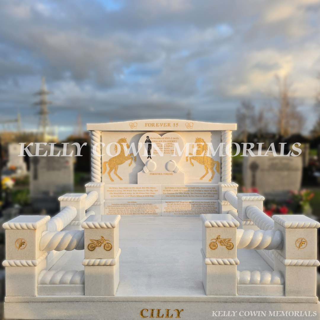 Crystal White Marble Custom Children’s Headstone | Mulhuddart Cemetery Dublin
