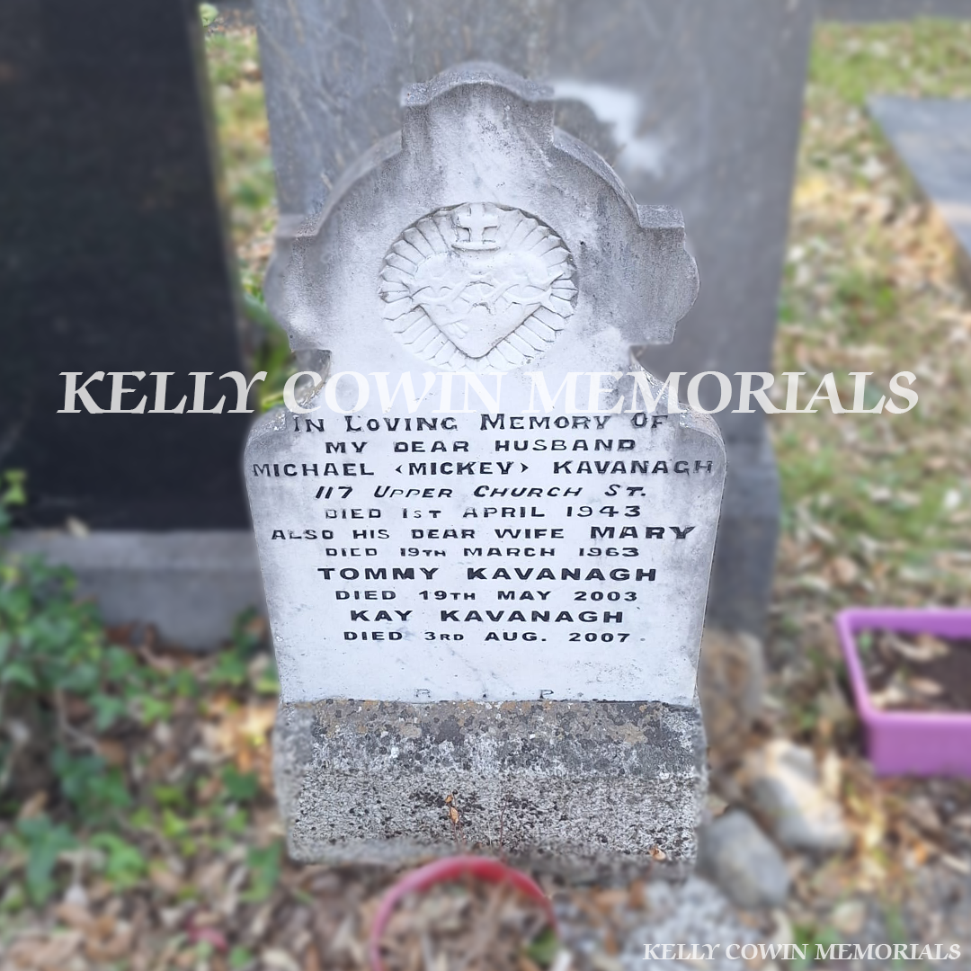Before renovation of white marble headstone in Glasnevin Cemetery