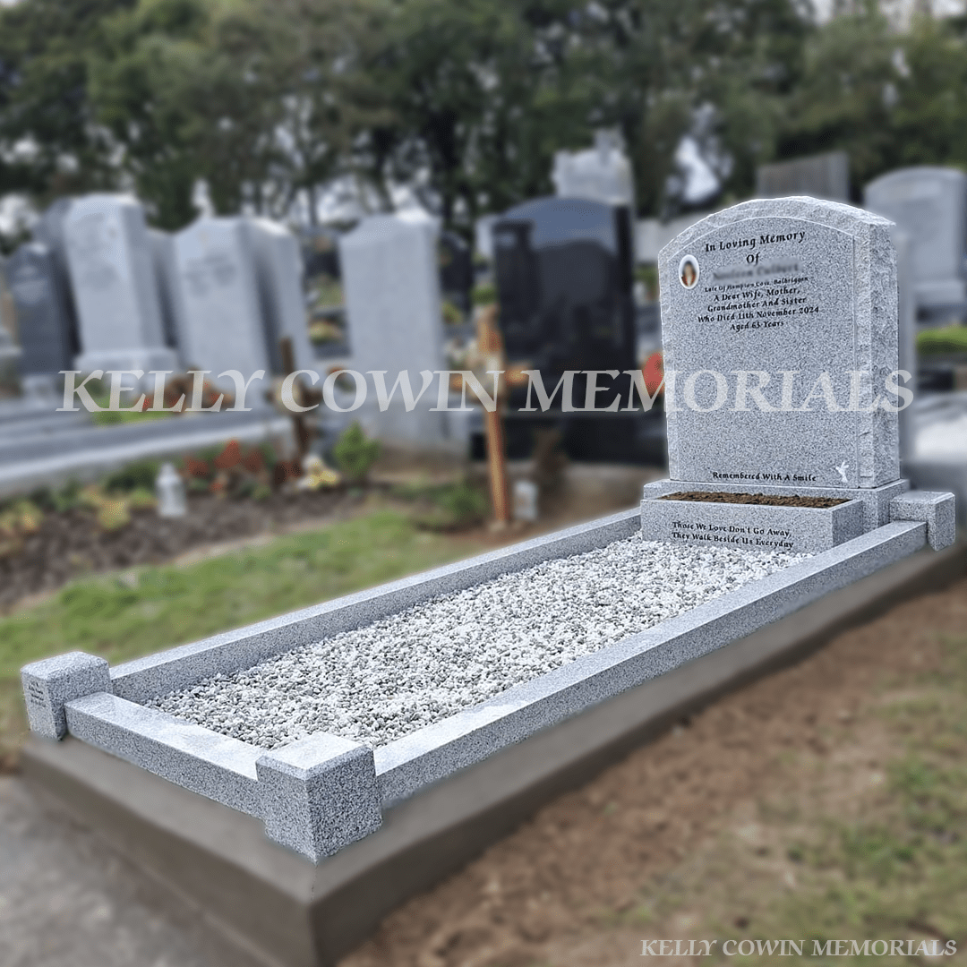 Grey Granite Rough Boulder Headstone & Kerbing | Ardla Cemetery - Kelly Cowin Memorials