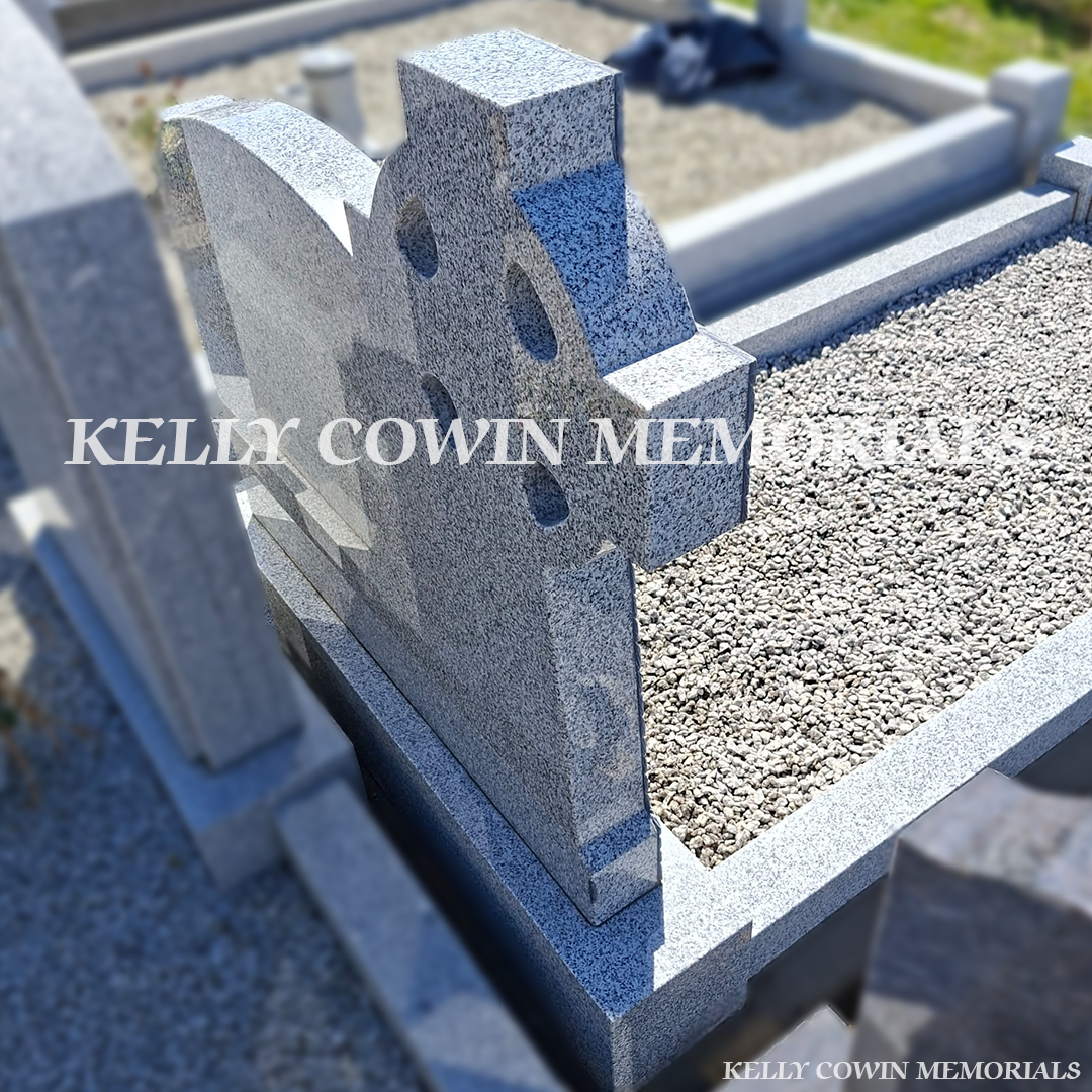 Close-up back view of Celtic Cross carving 