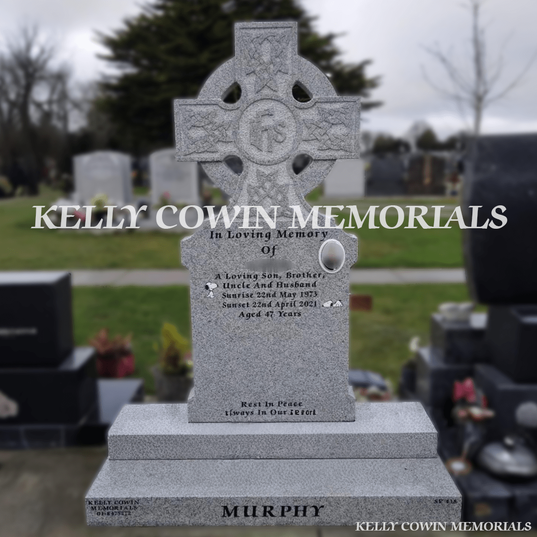 Grey Granite Celtic Cross Headstone | Balgriffin Cemetery - Kelly Cowin Memorials
