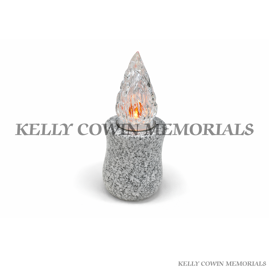 Grey granite internal flame memorial light grave remembrance lamp Ireland