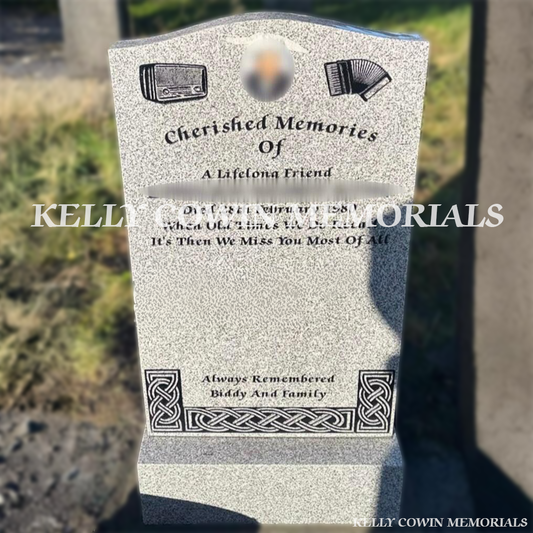 Grey Granite OG headstone installed in Glasnevin Cemetery by Kelly Cowin Memorials