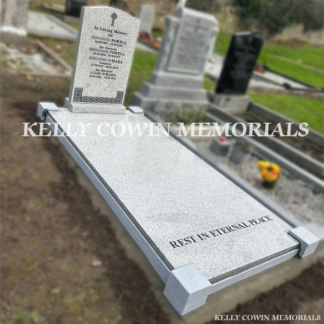 Grey Granite OG Headstone And Covering Slab | Kilbarrack Cemetery