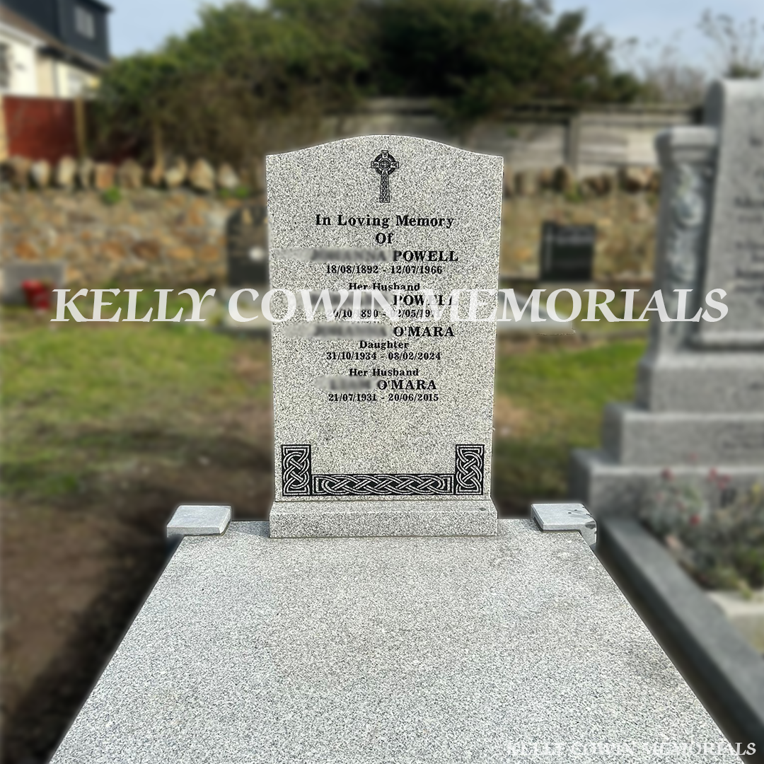 Grey Granite OG Headstone And Covering Slab | Kilbarrack Cemetery