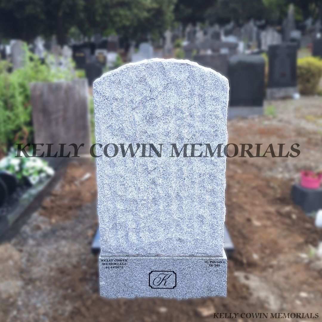 Back view of Grey Granite Rough Boulder Headstone Glasnevin Cemetery | Kelly Cowin Memorials