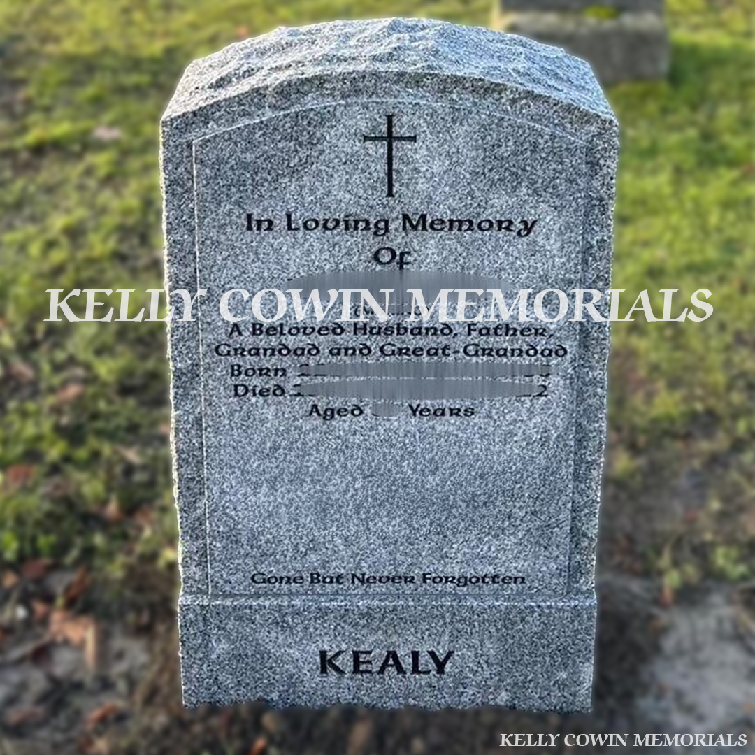 Grey Granite Rough Boulder headstone installed in Glasnevin Cemetery by Kelly Cowin Memorials