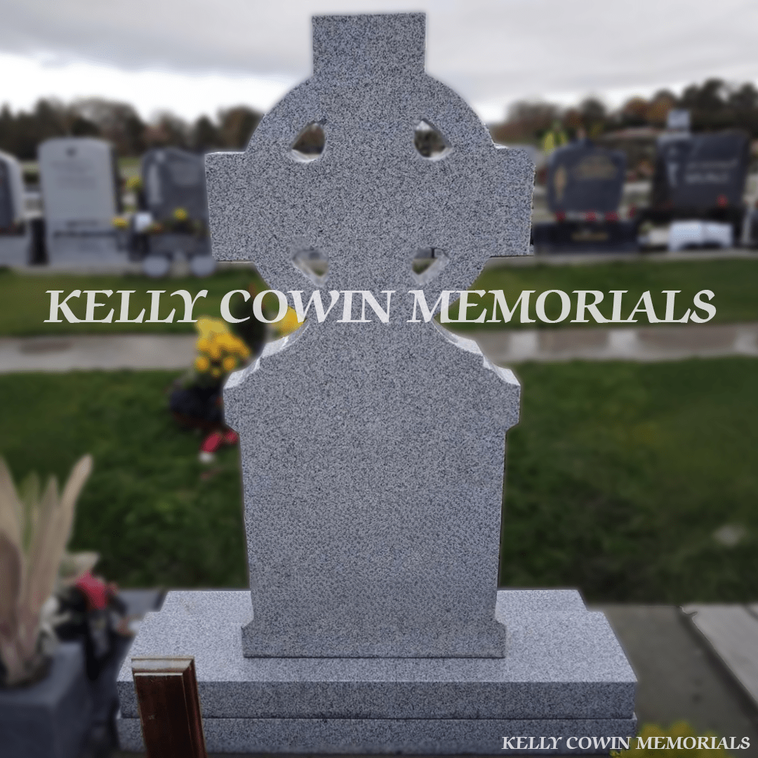 Grey Granite Celtic Cross Headstone | Balgriffin Cemetery - Kelly Cowin Memorials