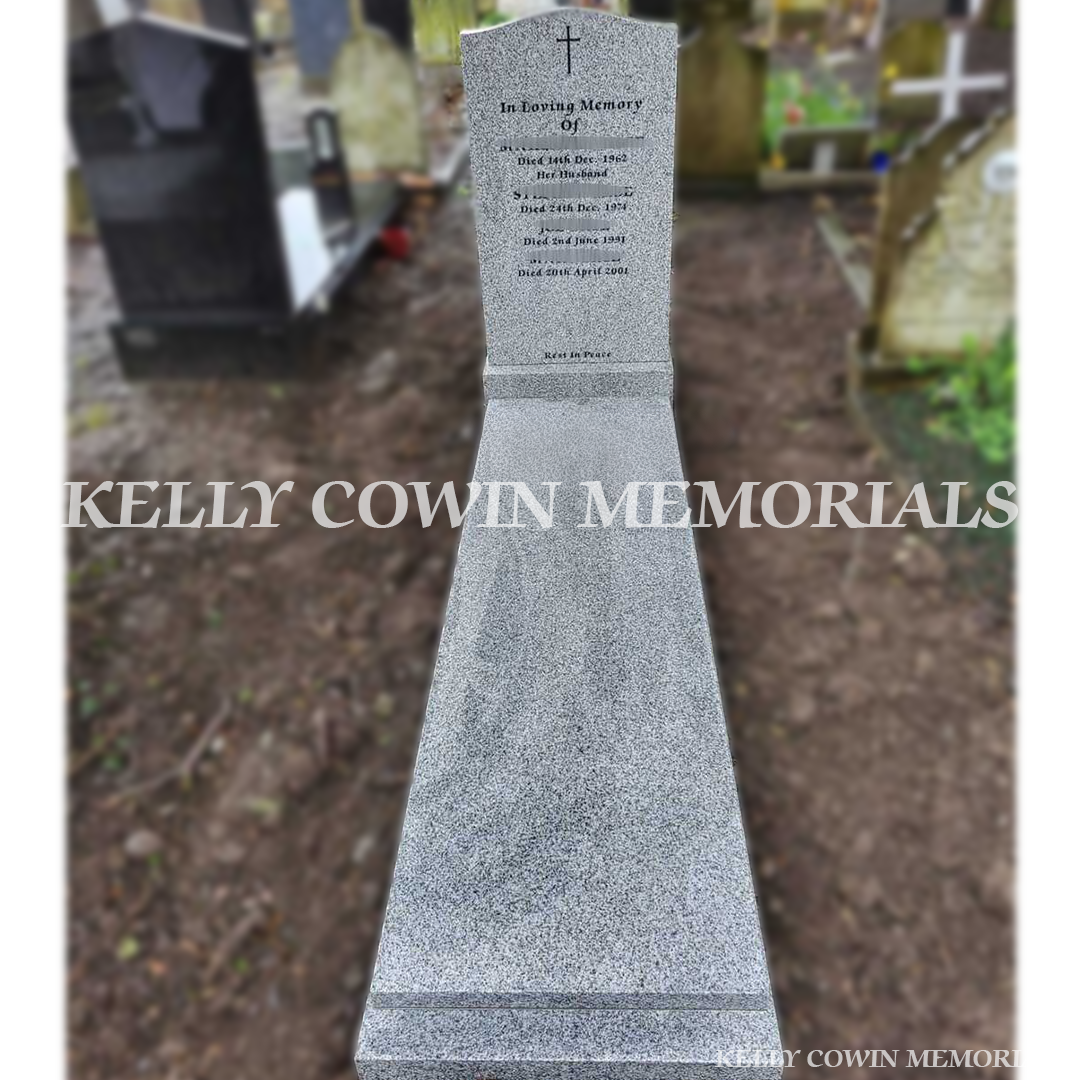 Grey Granite OG headstone installed in Glasnevin Cemetery