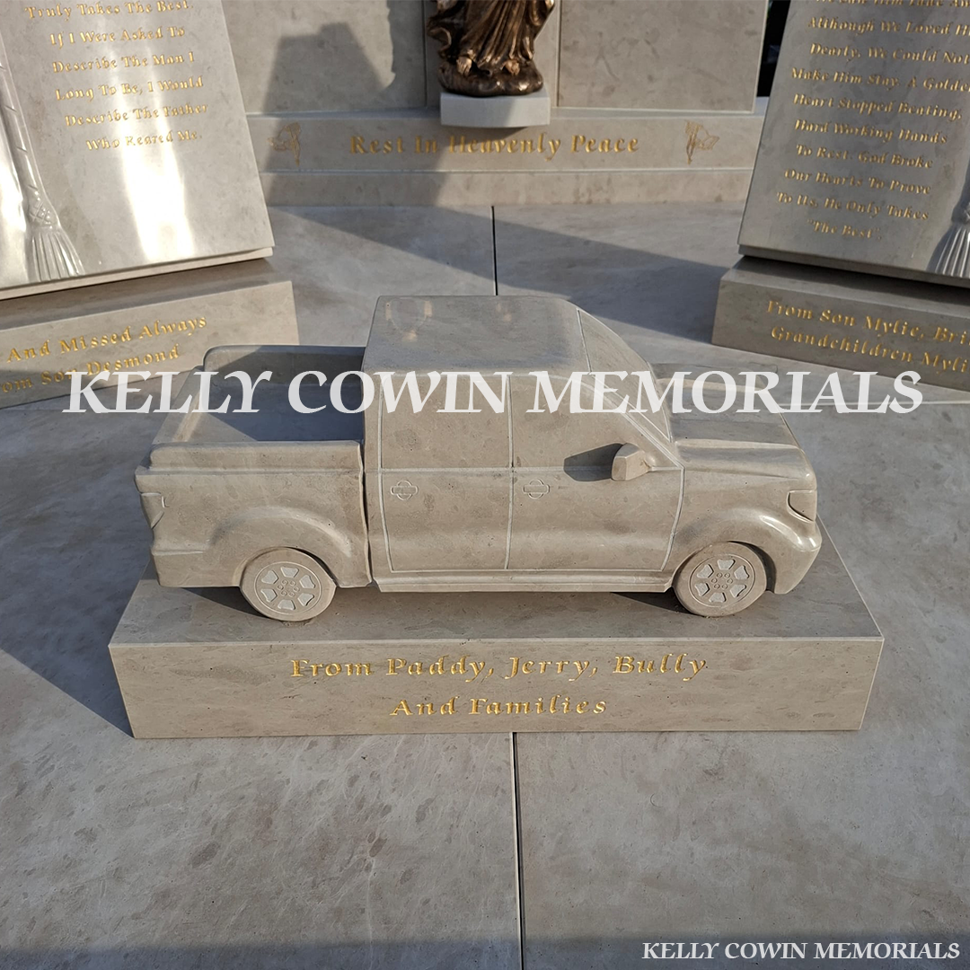 Haley Beige Granite Jeep Grave Accessory | Kelly Cowin Memorials Ireland