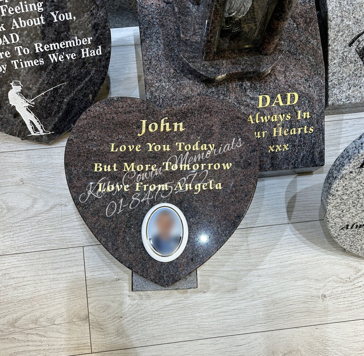 P037 - 12 inch Granite Heart With Ceramic Photo