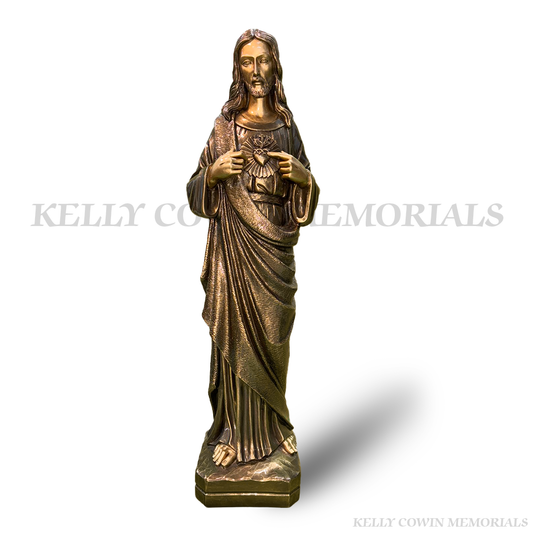 S049- Flat Back Sacred Heart Statue
