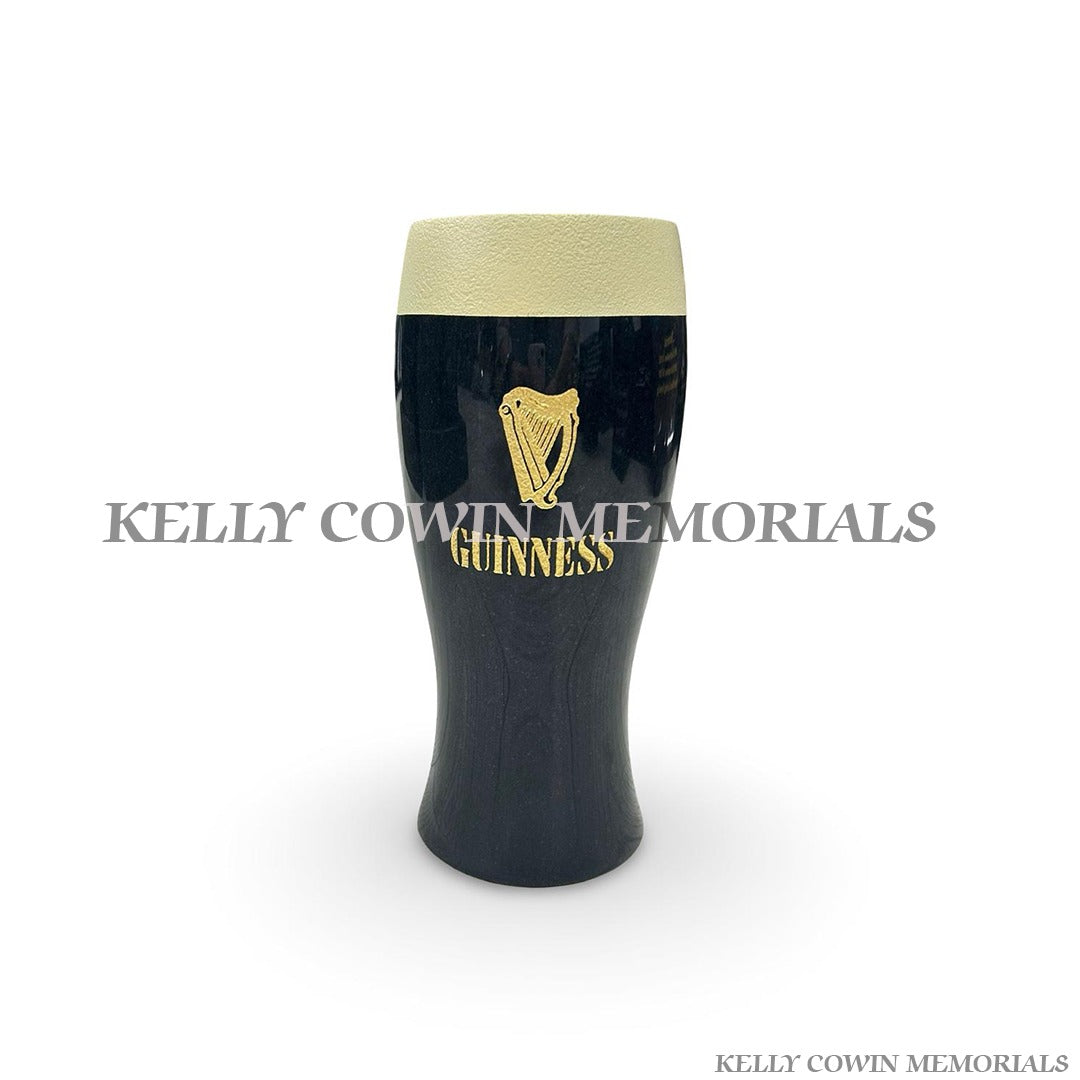 Front view of black granite Guinness pint memorial accessory