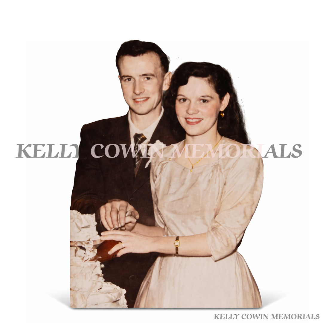 Black granite rectangle memorial plaque with full body laser etched image and personalised inscription, available locally and nationwide in Ireland