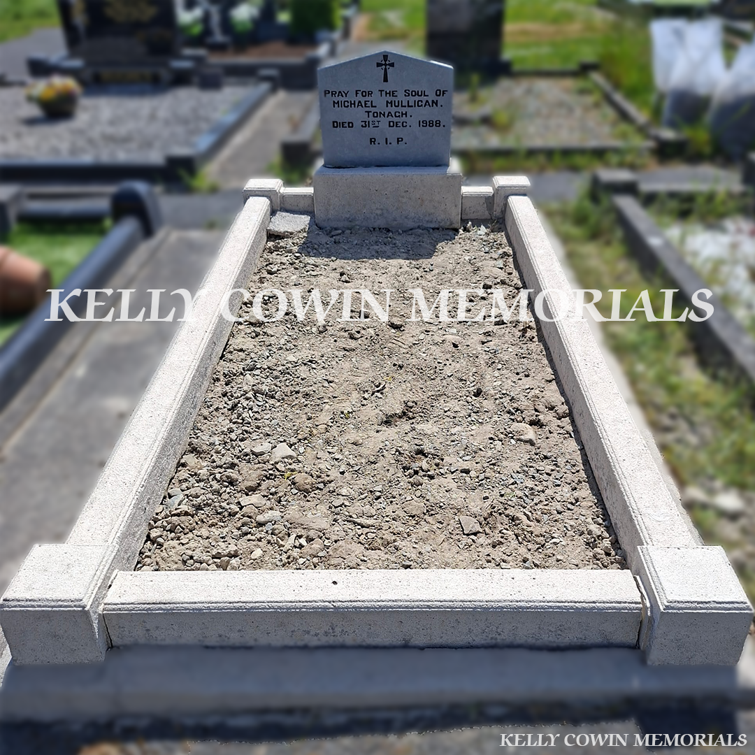 Before renovation of limestone Apex memorial in Monaghan Cemetery