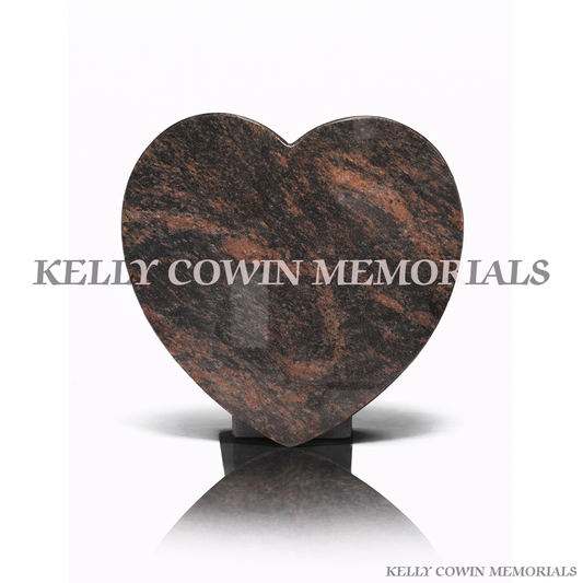 12 inch Pandora granite heart shaped memorial plaque by Kelly Cowin Memorials Ireland